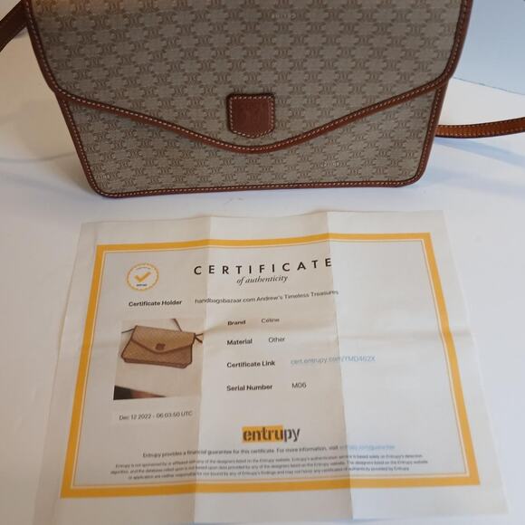 Authentic Celine Triomphe Logo Macadam Beige Crossbody Bag - Picture 14 of 16